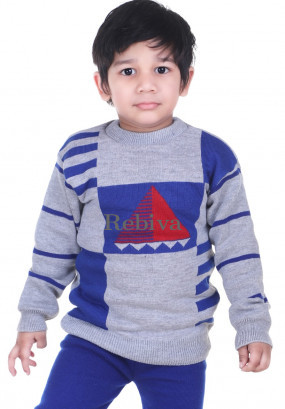 Multicolor Full Sleeves Wool Boys Printed Sweater Set, Technics : Machine Made