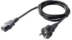 Black European Power Cord, For Commercial, Rsedential, Conductor Material : Copper