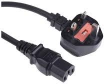 Black UK Type Power Cord, For Commercial, Rsedential, Conductor Material : Copper