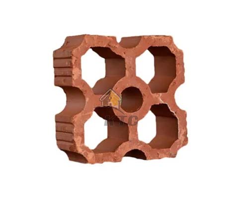 Red 5 Hole Terracotta Clay Jali, Size : 8x8 In Inches