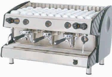 Grey Manual Electric Stainless Steel Three Group Coffee Machine