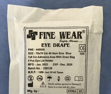 Blue Plain Cotton Fine Wear Eye Drape, For Ophthalmic