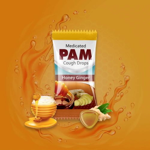 Pam Honey Ginger Cough Drops, Form : Lozenges