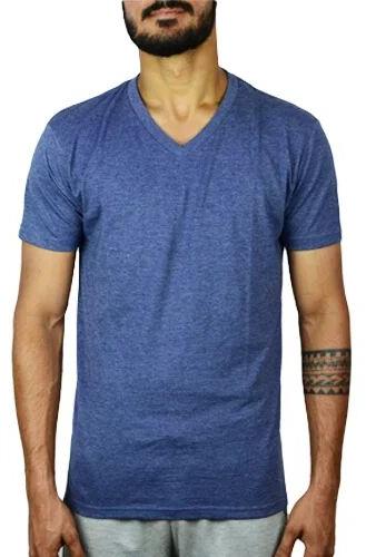 Plain Cotton Mens Casual T-Shirt, Collar Type : V-neck Collar