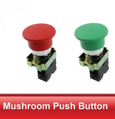 Multicolor Rounded Power Coated Mushroom Push Button, For Residential, Office, Length : 15-30mm