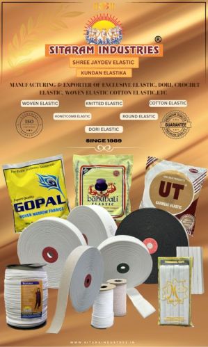 Plain Polyester Elastic Tapes, Color : Black, White