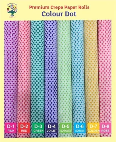 Colour Dot Crepe Paper Rolls, Shape : Round