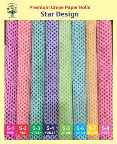 Multi Color Round Star Design Crepe Paper Rolls, For Printing, Banners