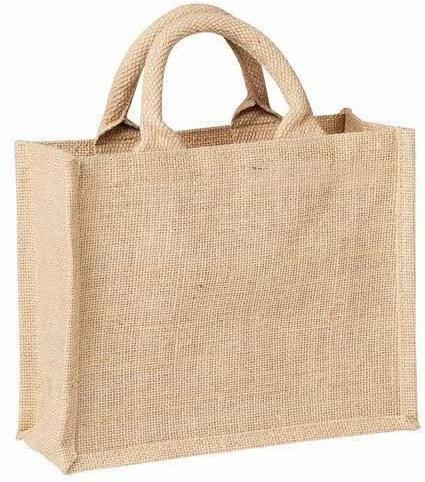 Rectangle Plain Brown Jute Handle Bag, For Shopping, Feature : Stylish, High Quality, Durable