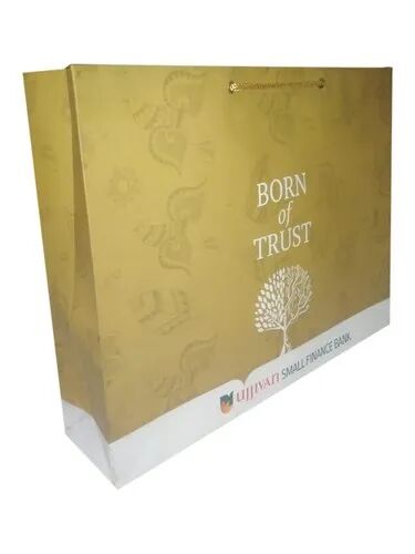 Printed Bank Paper Bag, Color : Golden