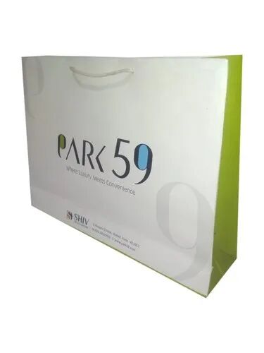 Printed Hotel Paper Bag, Color : White