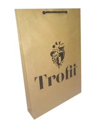 Brown Printed Kraft Paper Bag, For Shopping, Handle Type : Loop Handle