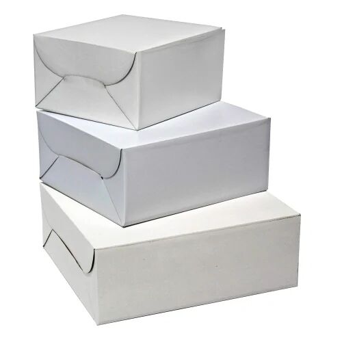 White Plain Cardboard Pastry Packaging Box, Size : Multisize