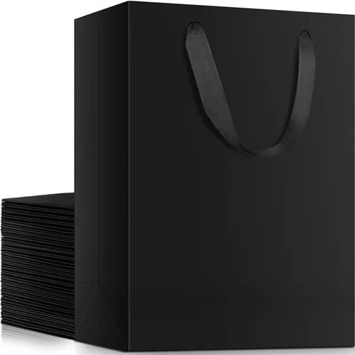 Plain Black Paper Bag, For Shopping, Gift Packaging