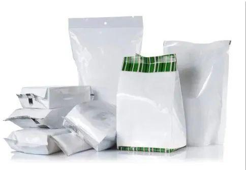 White Plain Plastic Biodegradable Packaging Pouch, For Food Industry, Packaging Type : Box