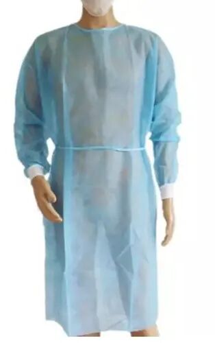 Blue Full Sleeve Non Woven Plain Disposable Patient Gown, For Clinical, Hospital, Size : Free Size