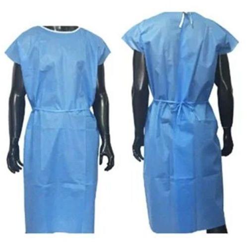 Blue Plain Non Woven Unisex Disposable Patient Gown, For Hospital Use, Size : Free Size