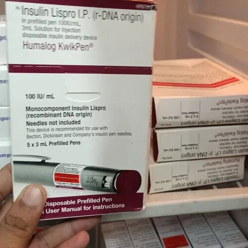 Liquid Insulin Lispro IP Injection, For Hospital, Packaging Type : Box