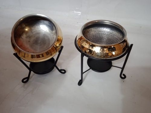 Rehman Traders Polished Brass Serving Handi, Shape : Round