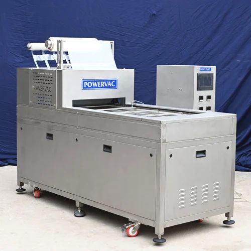 Powervac Automatic 430V Continuous Tray Sealing Machine, Power : 40HP