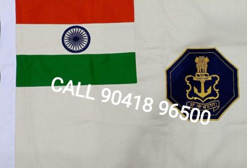 Black Square Embroidered Nylon Indian Navy Flag, For Drinkware, Size : 15x10ft