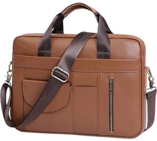 Plain Genuine Leather Laptop Bag For Office College