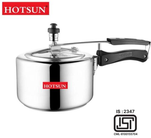 Silver Round 1 Litre Aluminium Pressure Cooker, Handle Material : Plastic