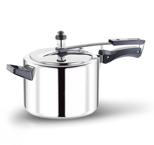 Silver Round 8 Litre Aluminium Pressure Cooker, Handle Material : Plastic
