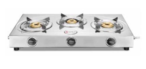 Hotsun Triple Cook Gas Stove, For Kitchen, Color : Silver