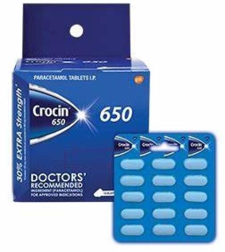 White Crocin 650MG Tablets, For Clinic, Hospital, Packaging Type : Blister