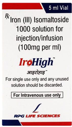 Liquid Irohigh 100mg Injection, For Hospital, Clinical, Packaging Type : Box