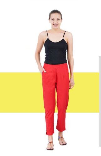 Plain Cotton Ladies Cigarette Pant Formal Wear, Casual wear