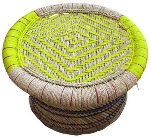 Moonj Grass Yellow Small Mudda Stool