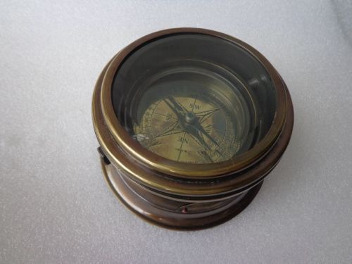 Nautical Antique Brass Gimbled Compass, For Promotional Work, Gift Item, Direction Tracking, Ship