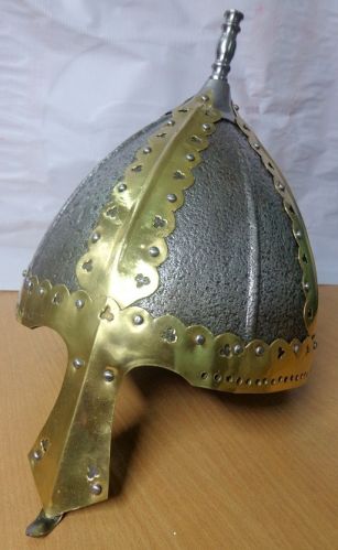 Silver Golden Oval Medieval Royal Crusades Norman Nasal Helmet, For Play Movies, Size : Adult Size