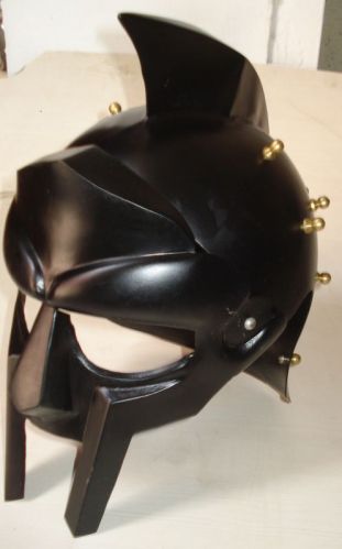 Plain Polished Metal Medieval Black Gladiator Helmet, For Safety Use, Gender : Male