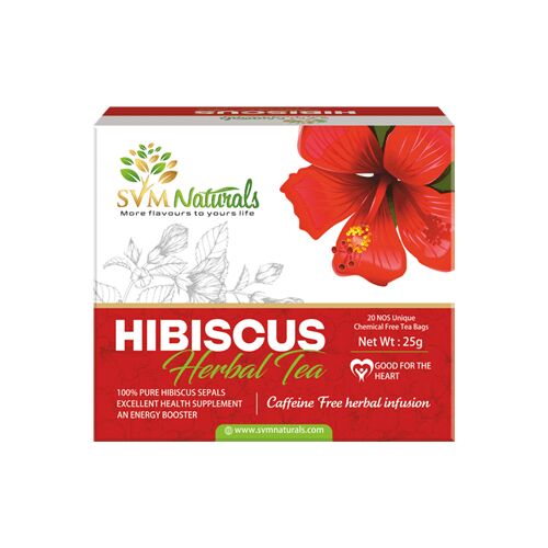 SVM NATURALS Organic Hibiscus HERBAL TEA, Packaging Type : Paper Box