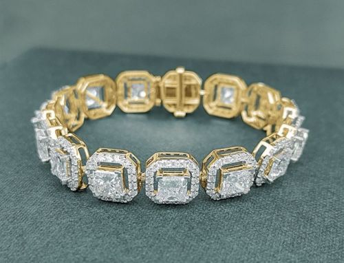 Princess and rSolitaire Tennis Diamond Bracelet Gold Silver And White Gold Available