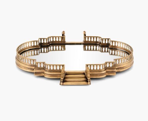 Golden A.M. International Brass Ladder Design Mirror Tray, Size : 18x14x3 Inch