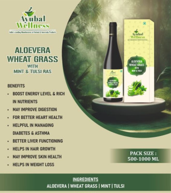 Aloevera With Wheat Grass Mint And Tulsi