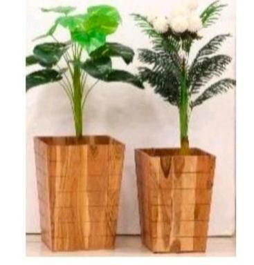 Istiyak Sons Brown Polished Plain Wooden Planters