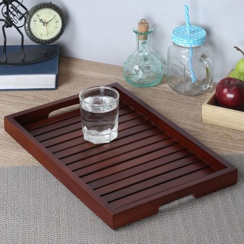Brown Rectengular Wooden Serving Tray, For Homes, Hotels, Restaurants, Feature : High Quality