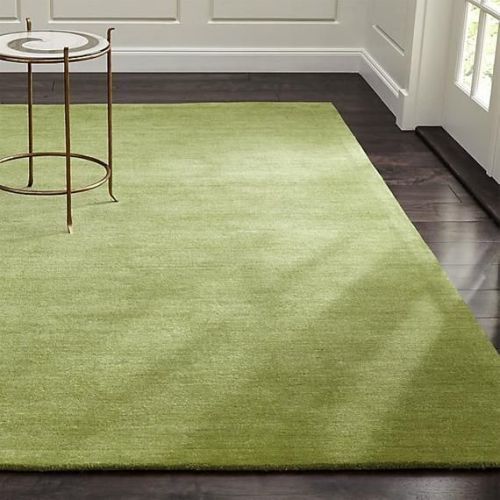 Plain Green Hand Tufted Woolen Rugs, For Living Room, Bedroom, Shape : Rectangular
