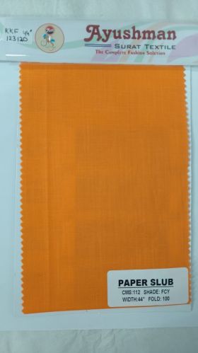 Men Paper Slub Cotton Shirting Fabric, For SHIRTING/KURTA, Width : 44 INCH