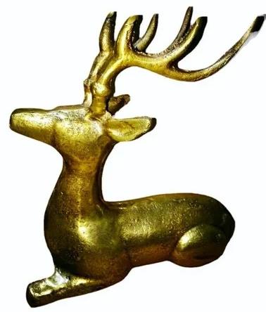 Color Coated Aluminum Reindeer Statue, Color : Golden, Antique Brass