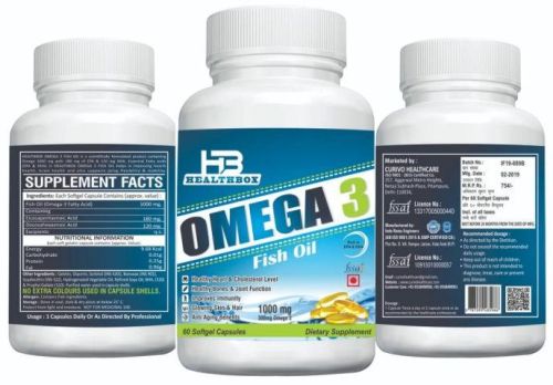 Omega 3 Softgel Capsules, Brand Name : Health Box