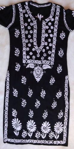 Chikan Embroidered Kurta, Size : L, S, XL, XXL, XXXL