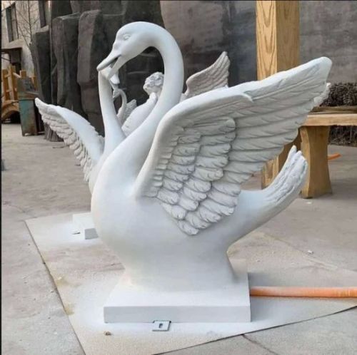 Polished White Marble Swan Statue, Speciality : Shiny