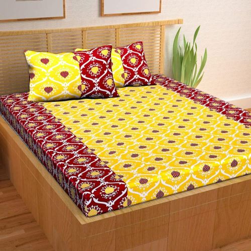 Multicolor Printed Cotton Double Bed Sheets, For Hotel, Home, Size : Standard