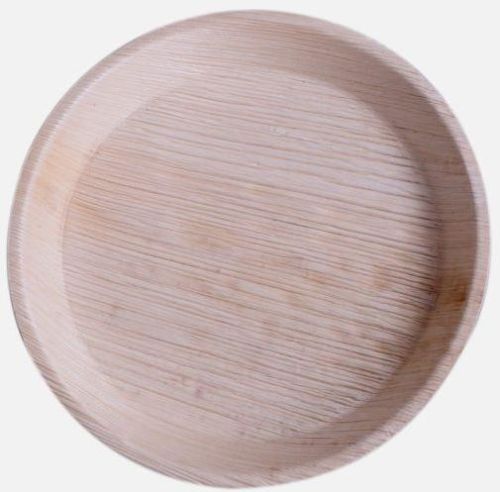 Creamy 12 Inch Round Areca Leaf Plate, For Serving Food, Packaging Type : Plastic Packet
